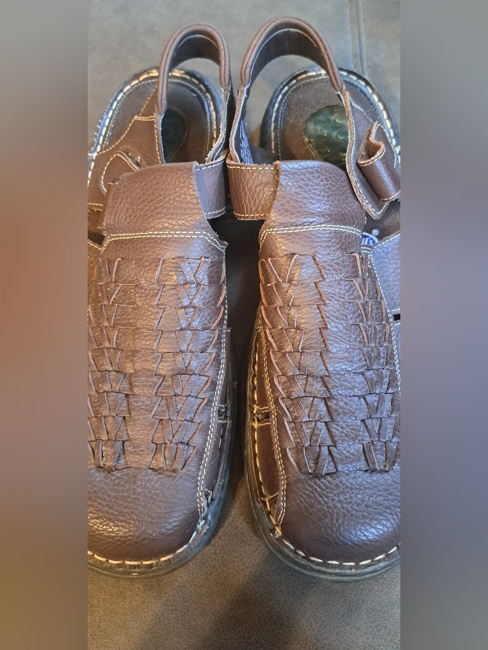 Mens Dr. Scholl's Brown Leather Fisherman Boat Shoes Comfort Sandals 12M